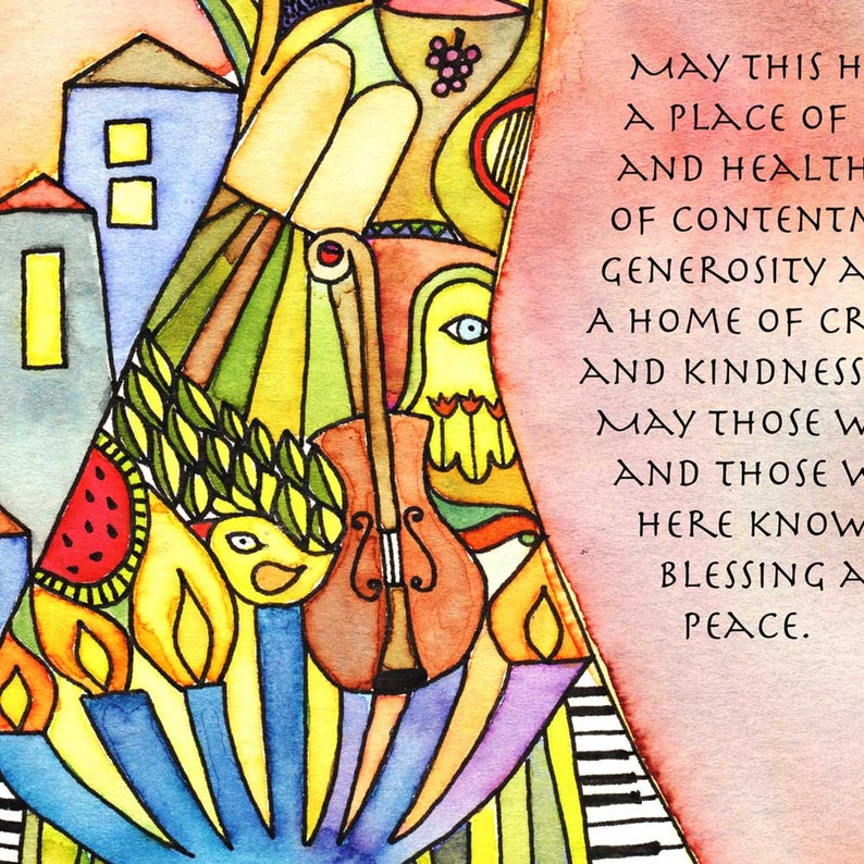 To Life home blessing spiritual watercolor print and verse for weddings, housewarmings and holidays image 2