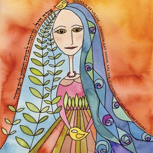 Woman of Valor spiritual watercolor print and verse, perfect gift to honor a special woman image 3