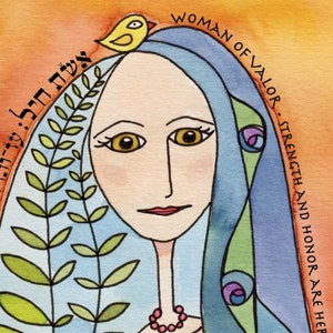 Woman of Valor  - spiritual watercolor print and verse, perfect gift to honor a special woman