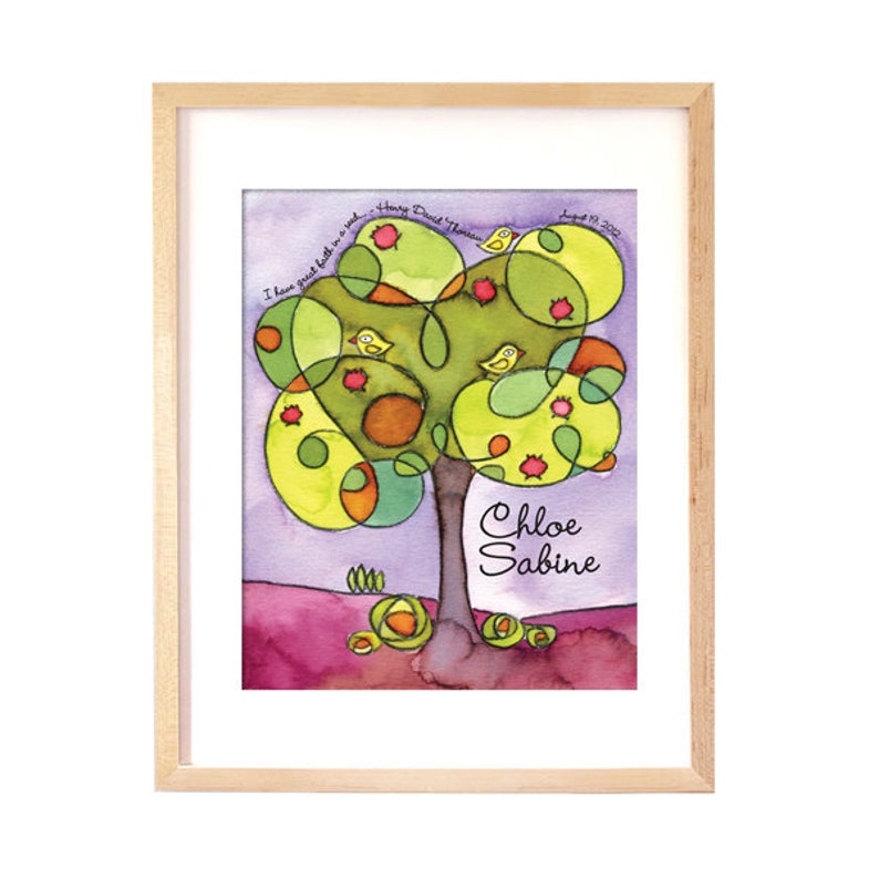 Tree Tops watercolor personalized name print image 4