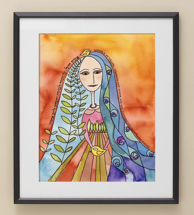 Woman of Valor spiritual watercolor print and verse, perfect gift to honor a special woman image 2