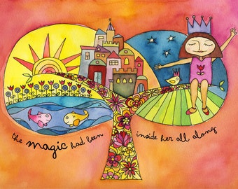 Magic Girl-whimsically magical art print for fabulous girls