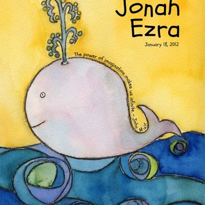 Mr. Whale - watercolor personalized name print