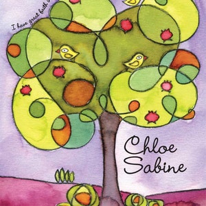 Tree Tops watercolor personalized name print image 1
