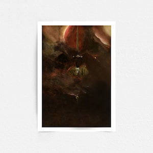 Stormy Red Planet, Surrealist Storm Weather, Surrealism Print, Dark Art