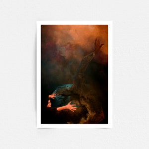 Evoking Dark Forces, Human Figures in Surrealism with Clouds and Mystical Sky