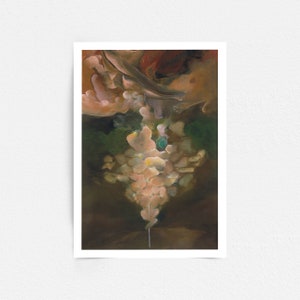 Stormy Weather with Distant Moon, Dark Surrealism Ambiance  with Clouds and Moon - Giclée Print Poster Fine Art,