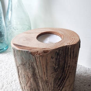 Log tea light holder, drift wood tea light holder, candle holder, wood candle holder, wood tea light holder