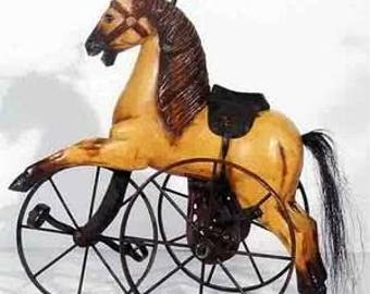 vintage wooden horse tricycle