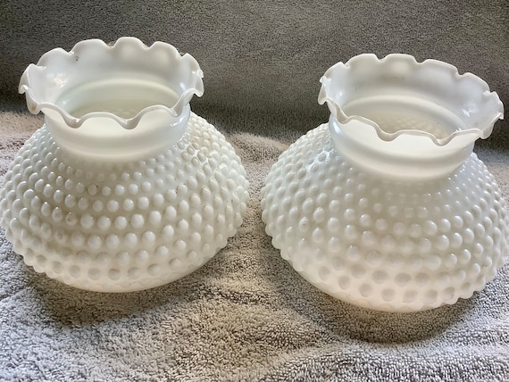 Fenton Hobnail Lamp Shades Pair