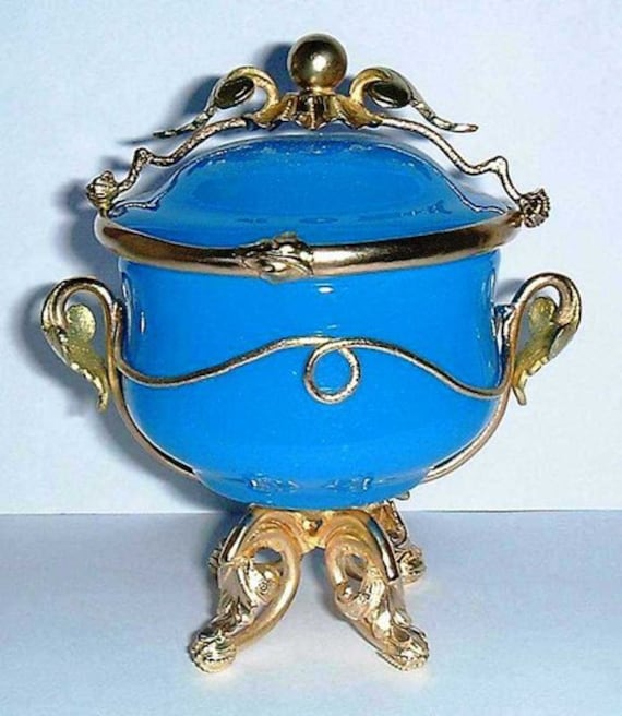 French Art Glass Opaline Ormolu Casket Box