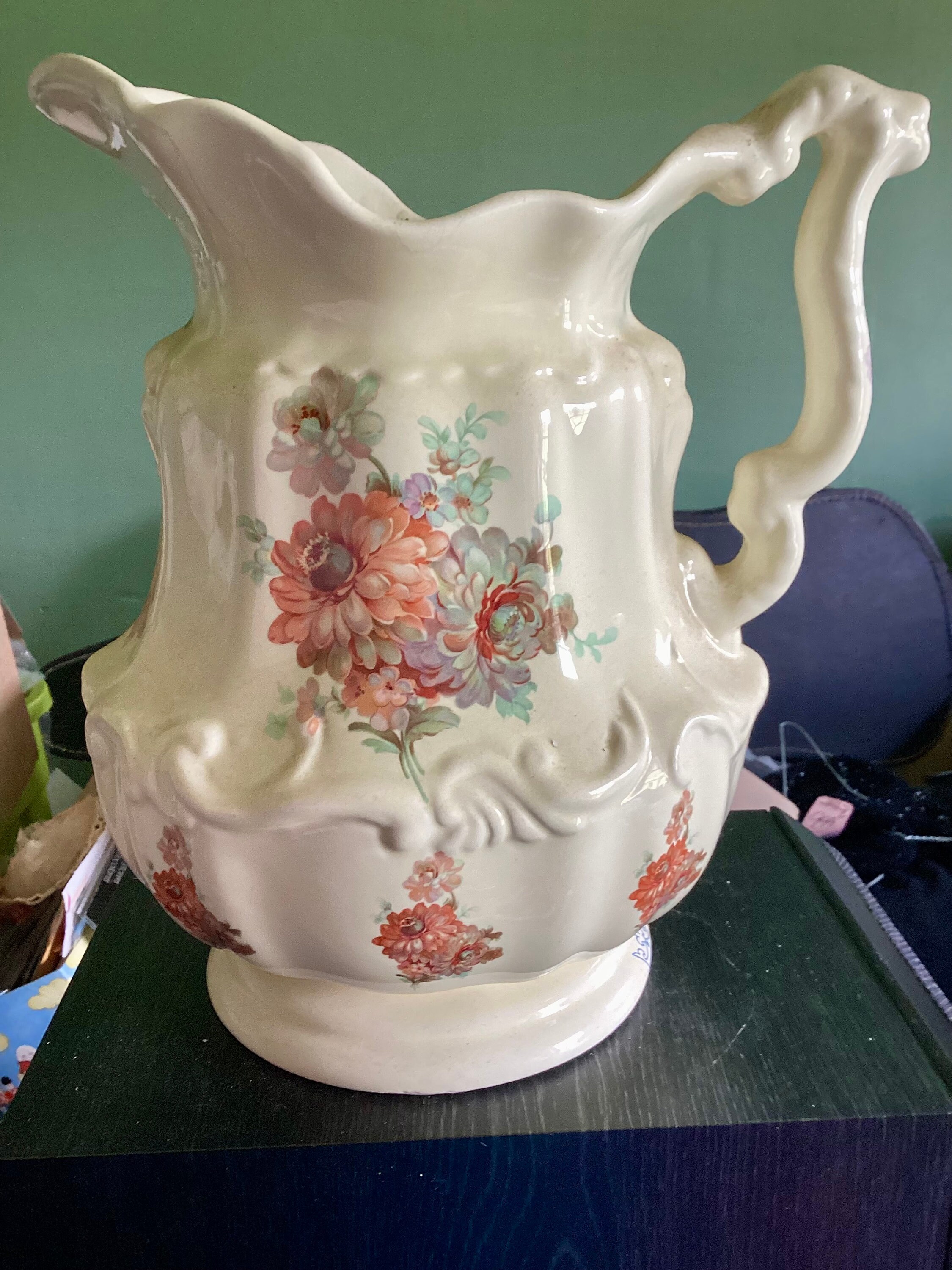 花柄 陶器 ピッチャー 水差し 花瓶 花柄ウォーターピッチャー：装飾的な陶器の花瓶 - Etsy 日本