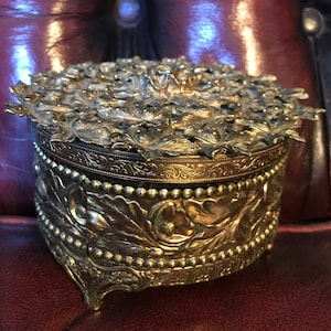 Filigree Glass Lined Trinket Casket Box