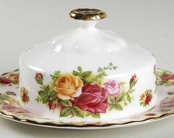 ロイヤルアルバート　オールドカントリーローズ　バターディッシュ ロイヤルアルバート オールドカントリーローズ ラウンドバター