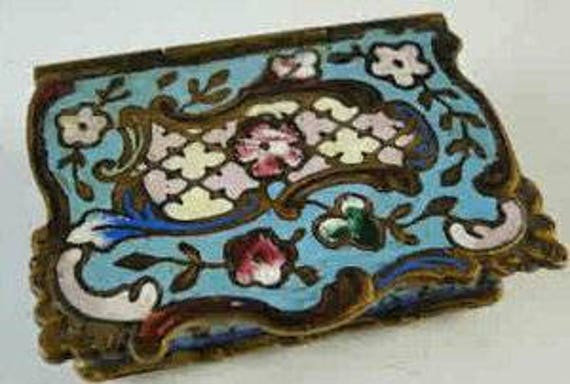 French Champleve Cloisonné Stamp Box