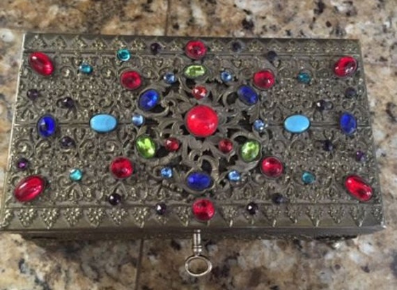 Czech Ormolu Jeweled Casket Box