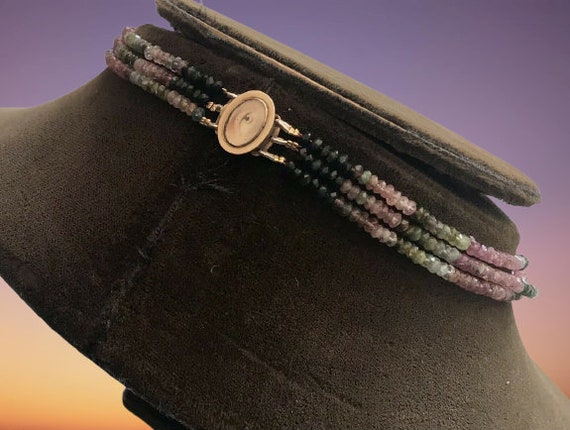 Antique Gold Lovers Eye Necklace w/ Tourmalines