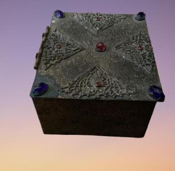 Czech Jeweled Lined Casket Box