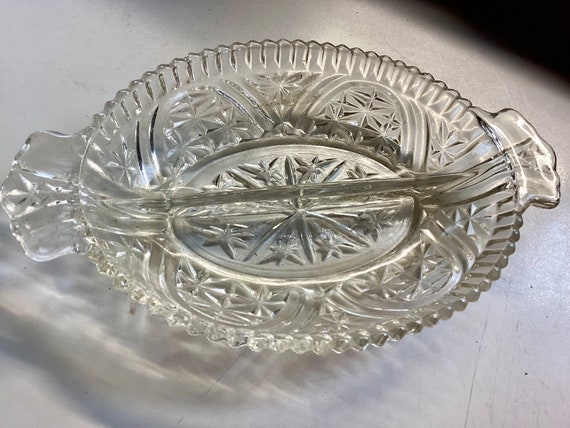 Cut Glass decided Serving Dish