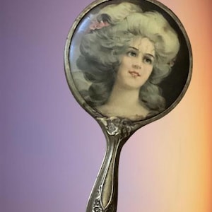 Antique Portrait Hand Mirror