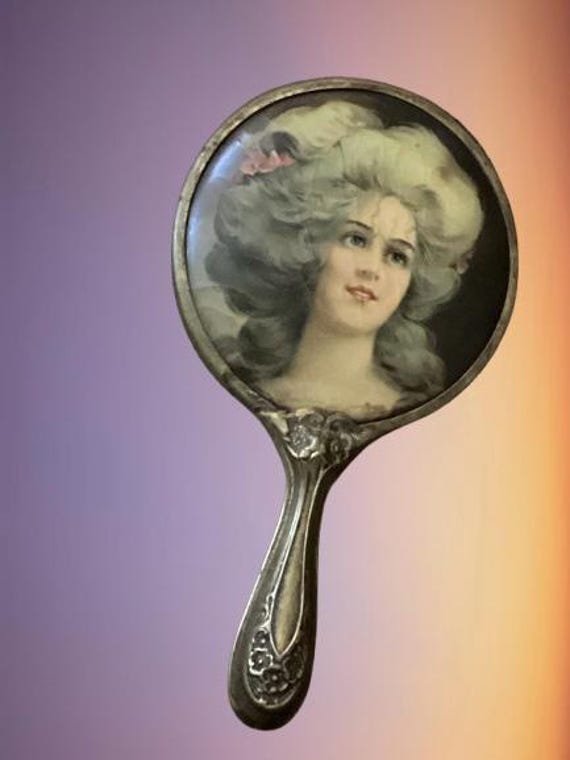 Antique Portrait Hand Mirror