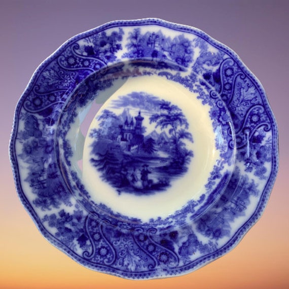 Flow Blue Middleport Pottery Soup Bowl