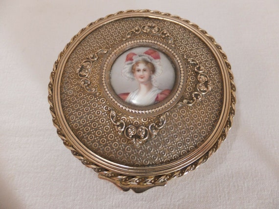 French Bronze Miniature {portrait Casket Box