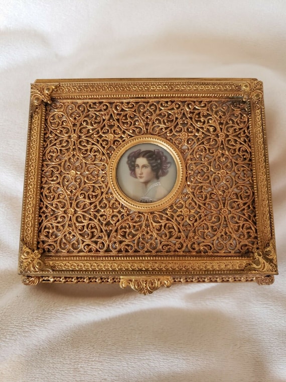 French Enamel Miniature Portrait Casket Box