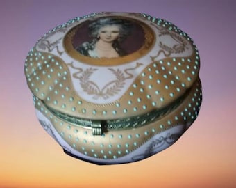 Limoges sieraden miniatuur portret porseleinen kistdoos