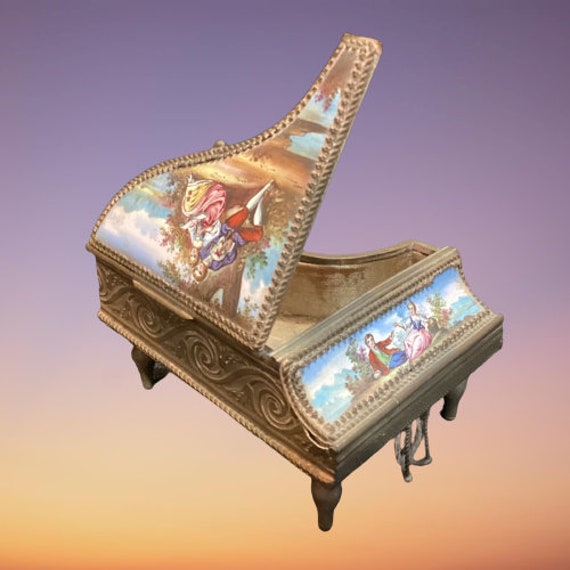 Viennese Enamel Miniature Piano Casket Box