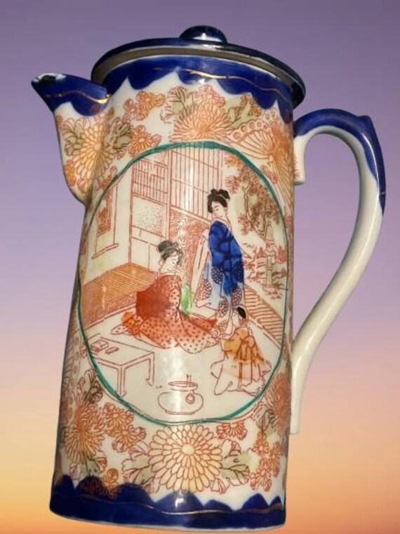 Geisha Kutani Porcelain Chocolate Coffee Pot