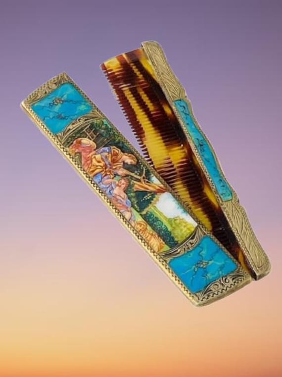 800 Silver Italian Enamel Comb