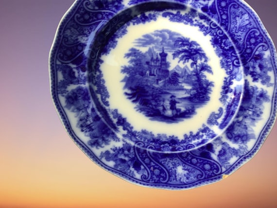 Flow Blue Nonpareil Middleport Dinner Plate