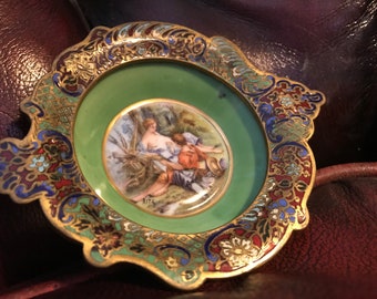 French Champleve Porcelain Bowl