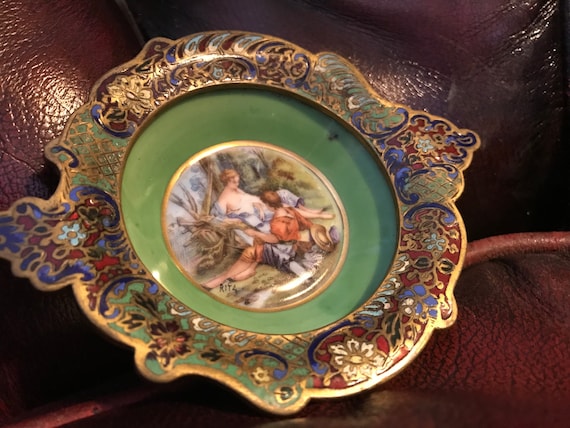 French Champleve Porcelain Bowl