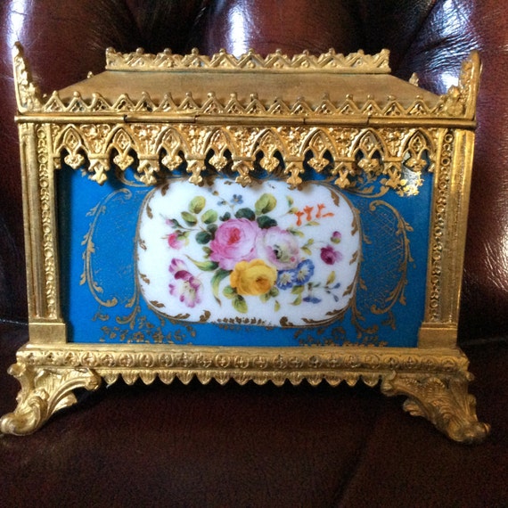 Large French Bronze Sevres Porcelain Enamel Caske… - image 2