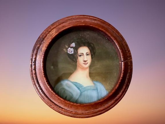 Wood Miniature Portrait Casket Box