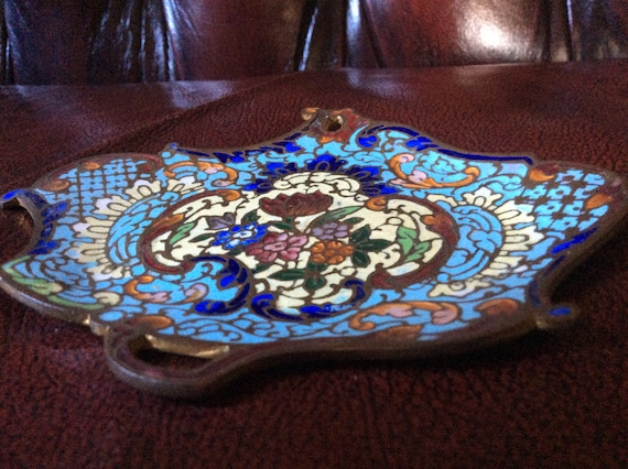 French Champleve Enamel Tray