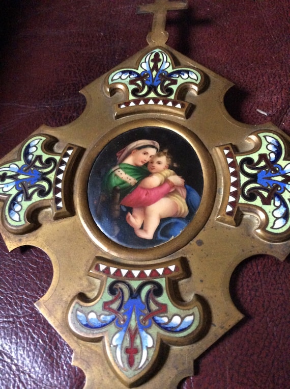 French Champleve Holy Water Font