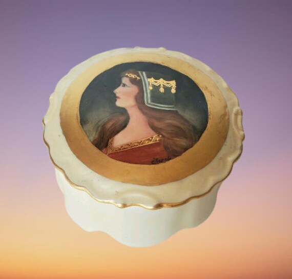 French Mother of Pearl Mop Miniature Portrait Casket Box
