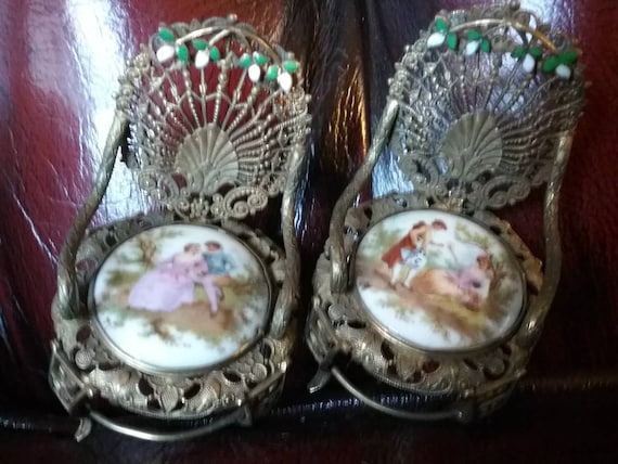 VIENNESE Enamel Jeweled Filigree Chairs