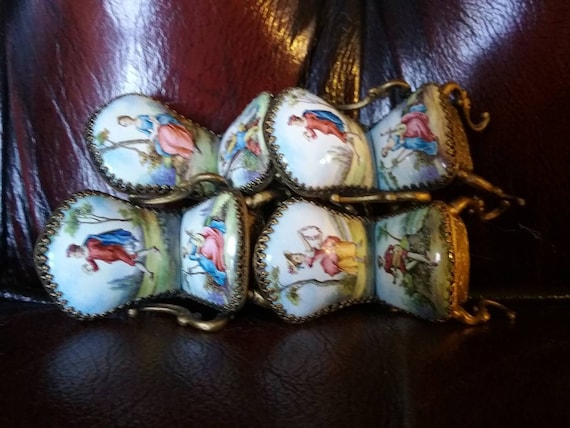 4 Austrian Viennese Enamel Miniature Parlor Chairs