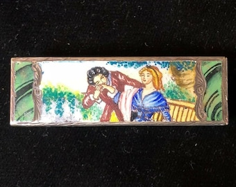 800 Silver  Italian Enamel Lipstick Holder Case