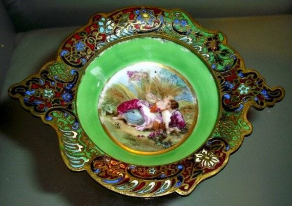 French Champleve Enamel Porecalin Bowl