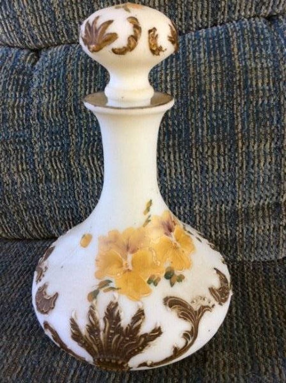 MILK Glass Barber Bottle