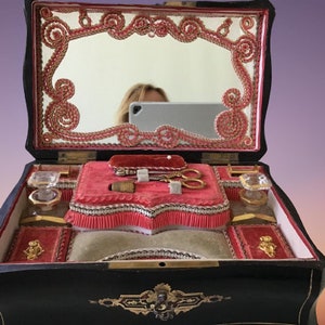 French Boulle Sewing Scent Necessaire Etui Casket Box