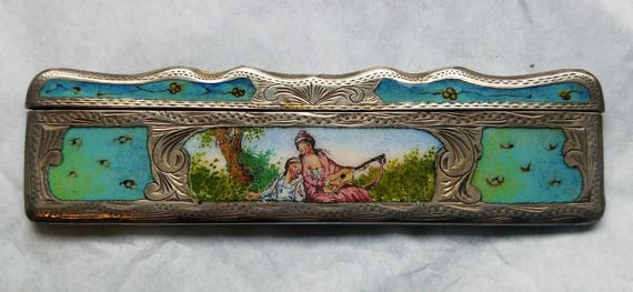 800 Italian Silver Enamel Comb