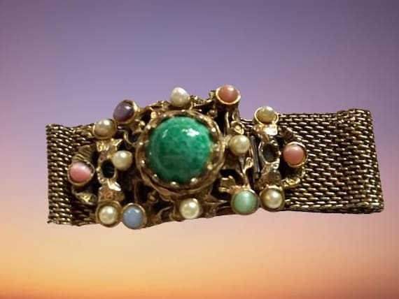 Austro-Hungarian Cabochon Jeweled Bracelet