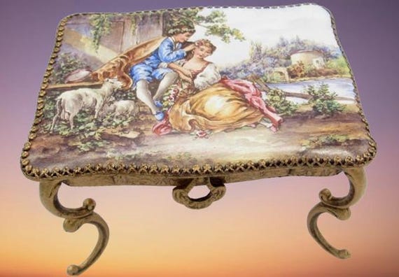 Viennese Enamel Music Box Table