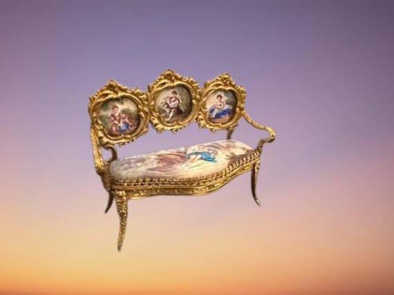 Viennese Austrian Enamel Settee Sofa